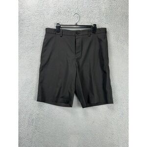 Slazenger Shorts Men 36 Black Chino Golf Flat Front Logo Pocket Athletic Stretch